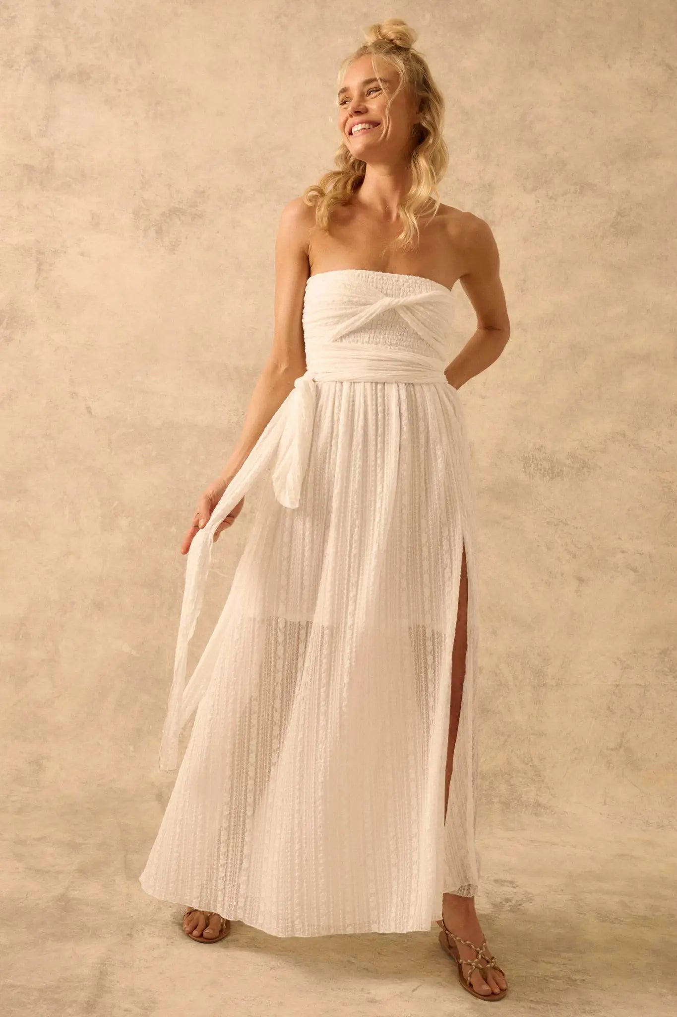 The Emma Infinity Dress in Striped Floral Lace