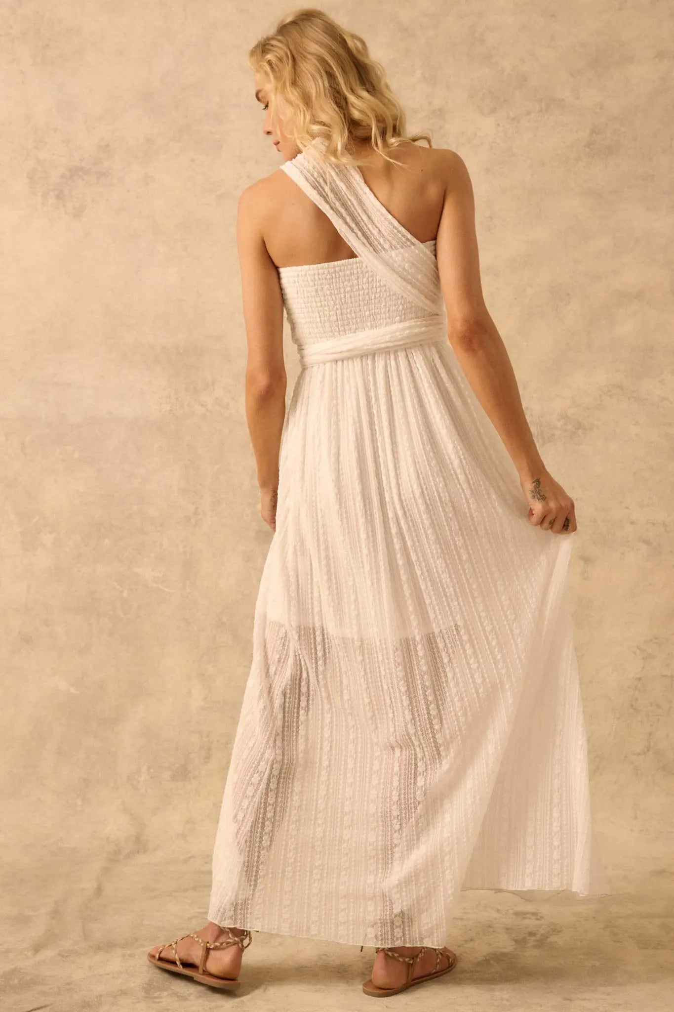 The Emma Infinity Dress in Striped Floral Lace