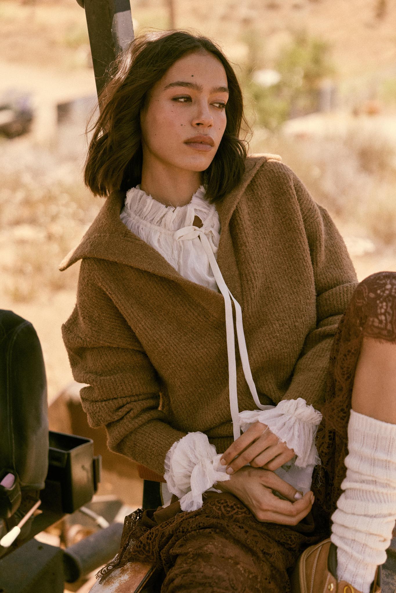 Warm Welcome Collared Split-Neck Mini Sweater Dress