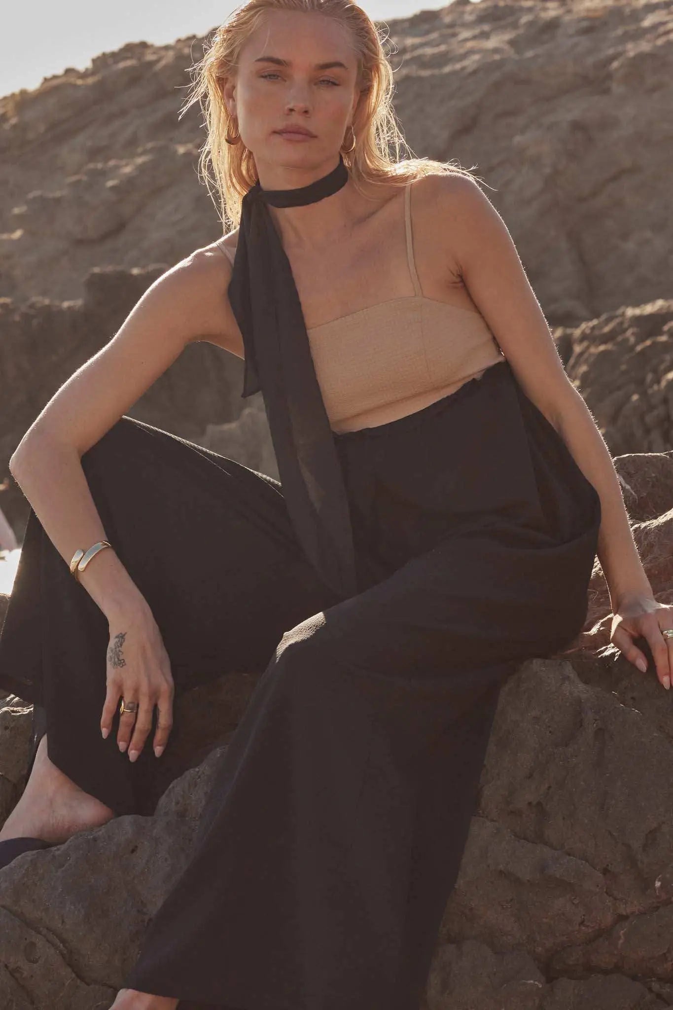 Step By Step Textured Wide-Leg Cami Jumpsuit