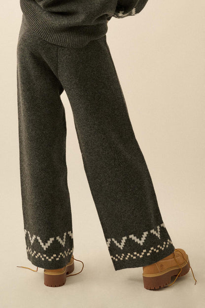 Winter Ridge Alpine Knit Wide-Leg Sweater Pants