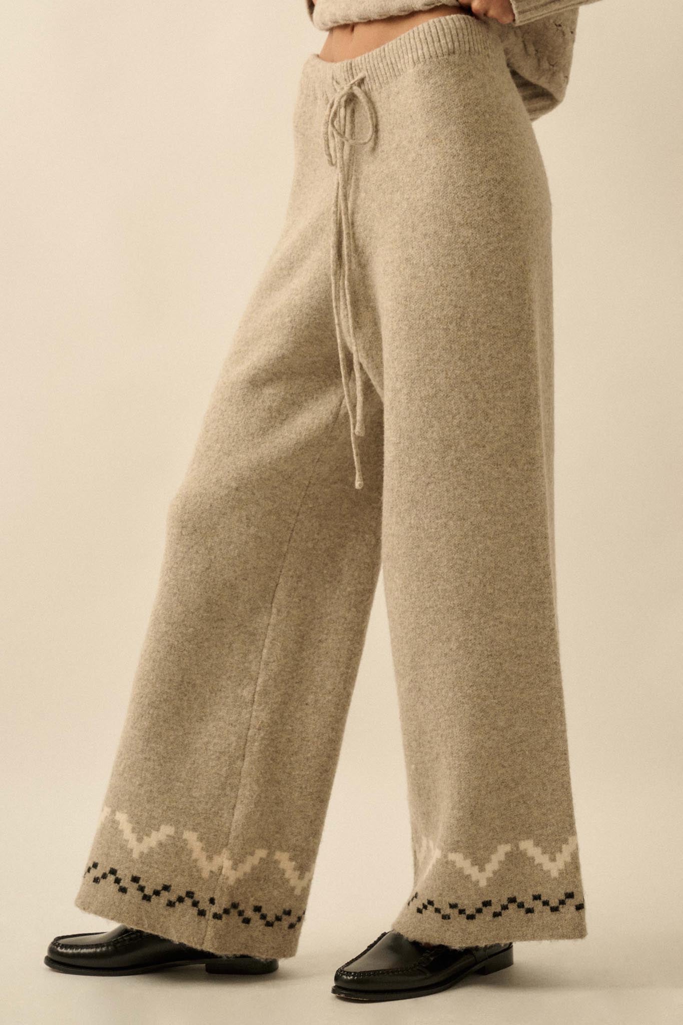 Winter Ridge Alpine Knit Wide-Leg Sweater Pants