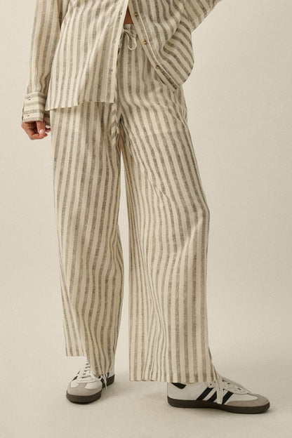 Weekend Mood Striped Wide-Leg Drawstring Pants
