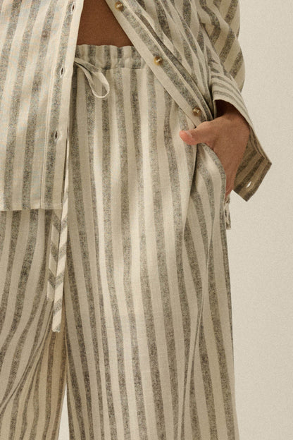Weekend Mood Striped Wide-Leg Drawstring Pants