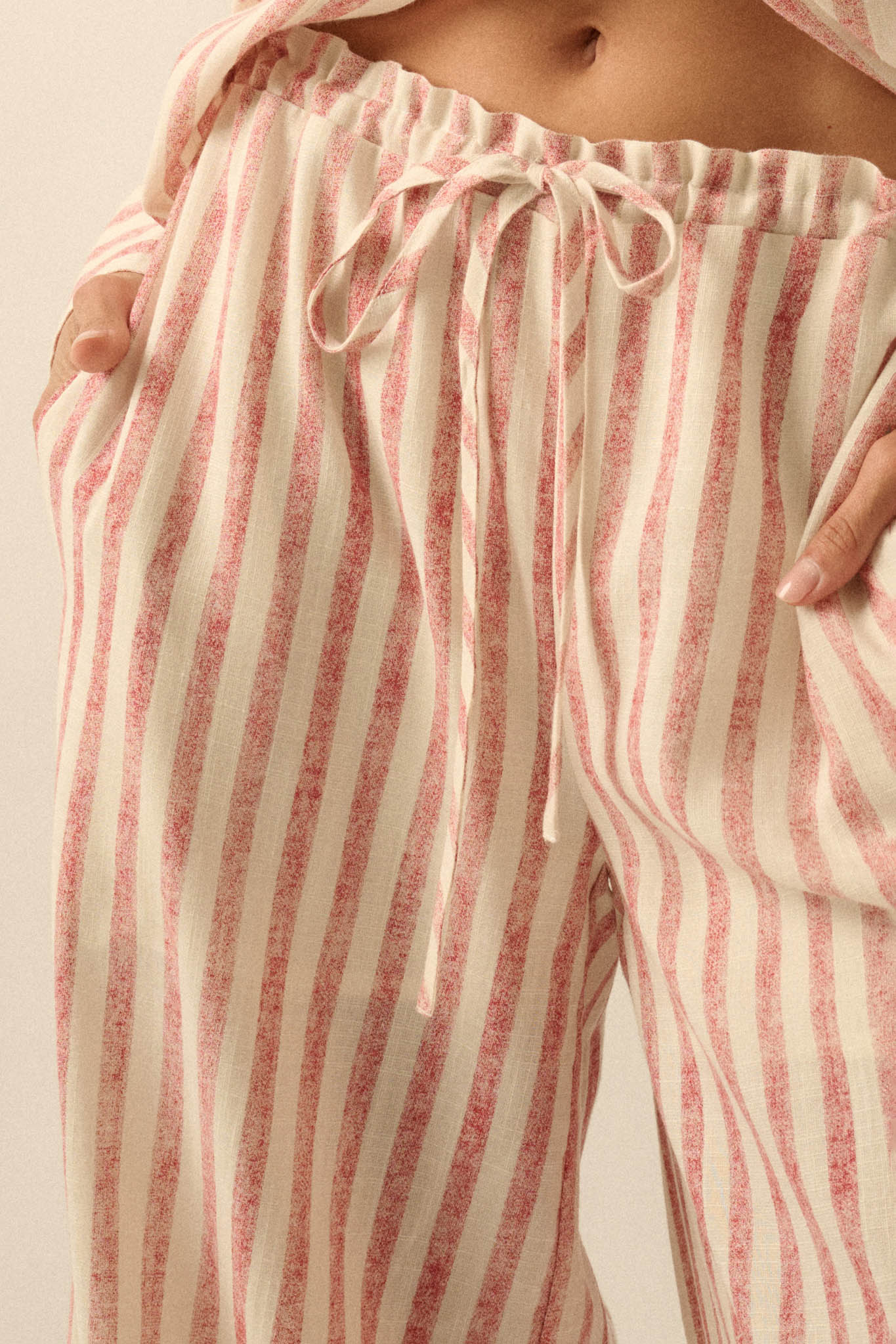 Weekend Mood Striped Wide-Leg Drawstring Pants
