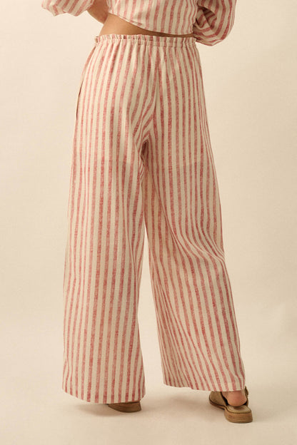 Weekend Mood Striped Wide-Leg Drawstring Pants