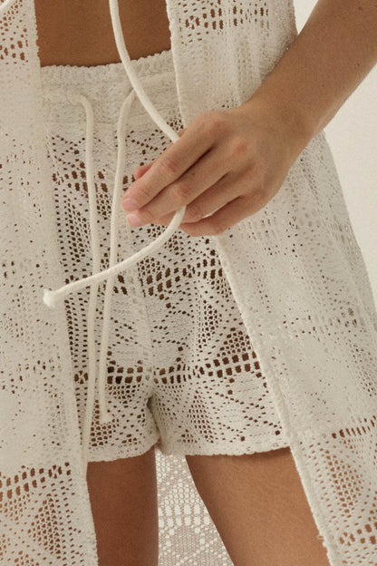 Untamed Spirit Crochet Lace Drawstring Shorts