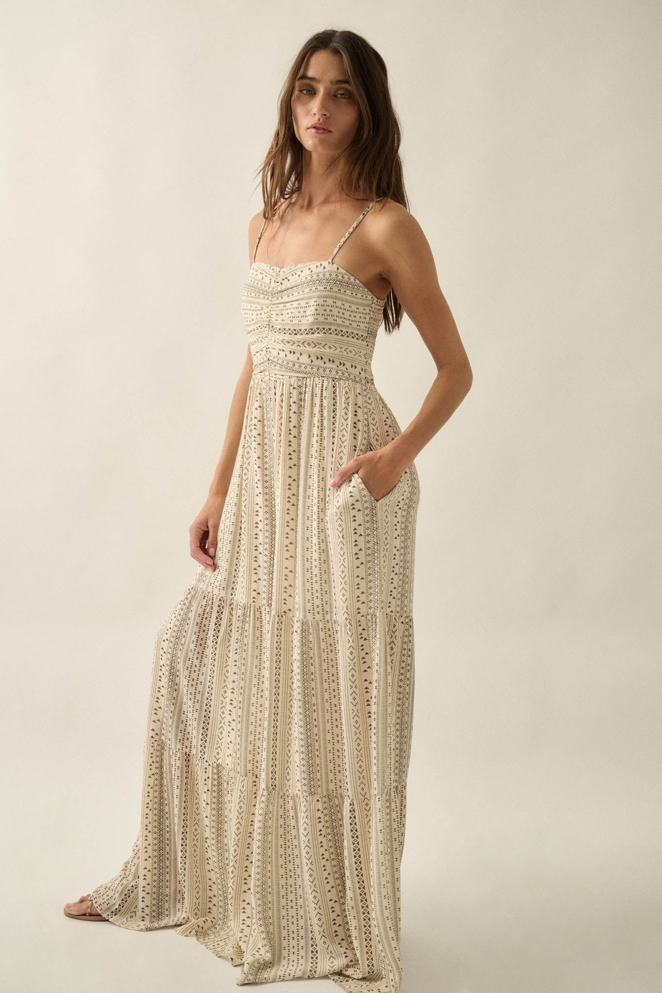 Wild Adventure Geo-Print Tiered Wide-Leg Jumpsuit