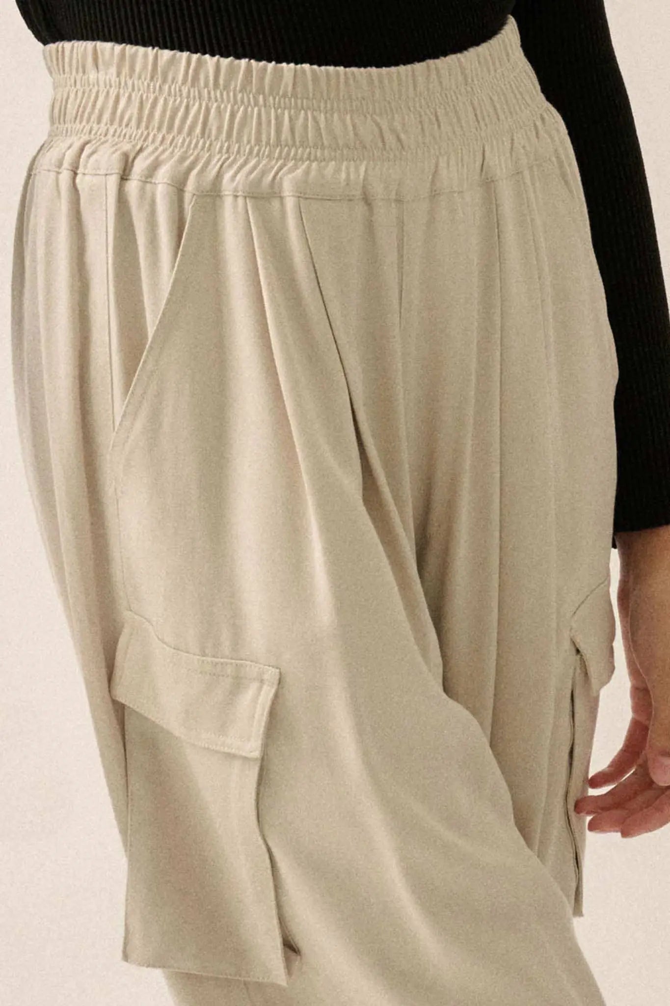 Walk On Wide-Leg Twill Cargo Pants