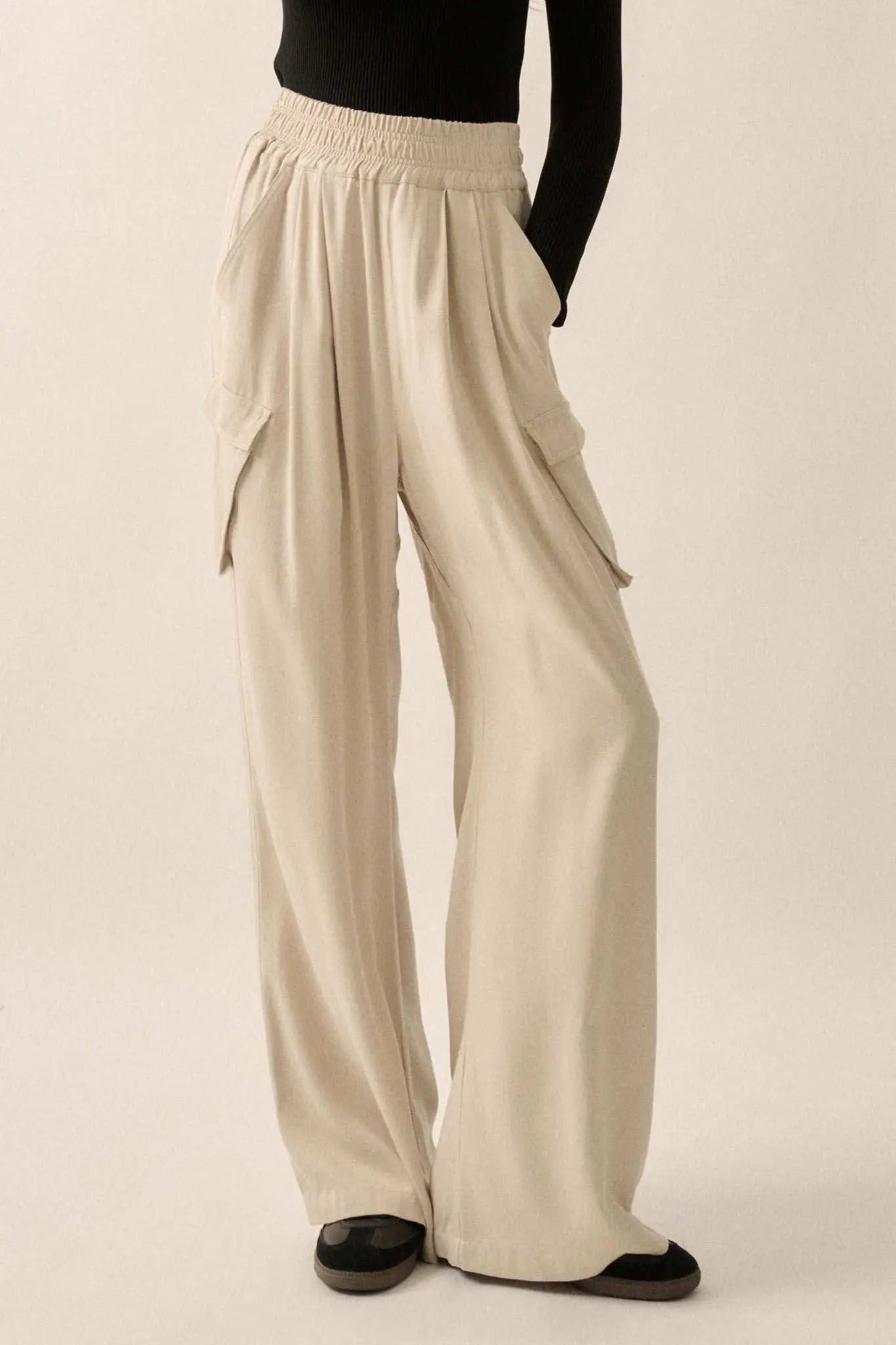 Walk On Wide-Leg Twill Cargo Pants