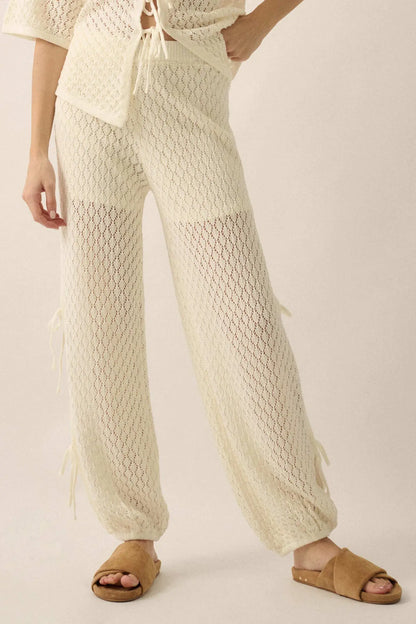 Sunlit Coast Crochet Knit Side-Tie Pants