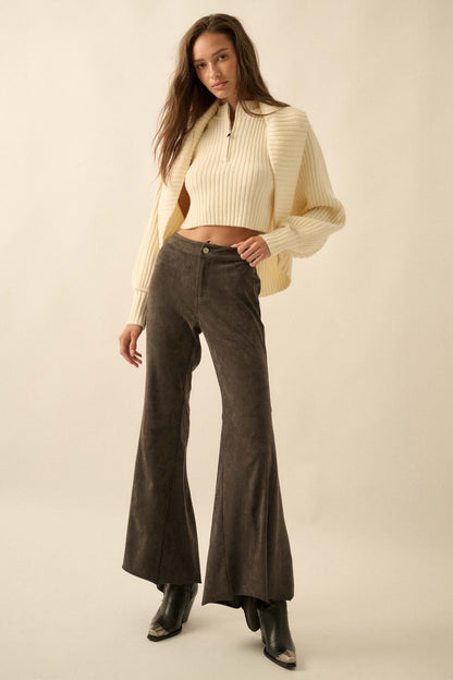 Touch of Flair Vegan Suede Flare Pants