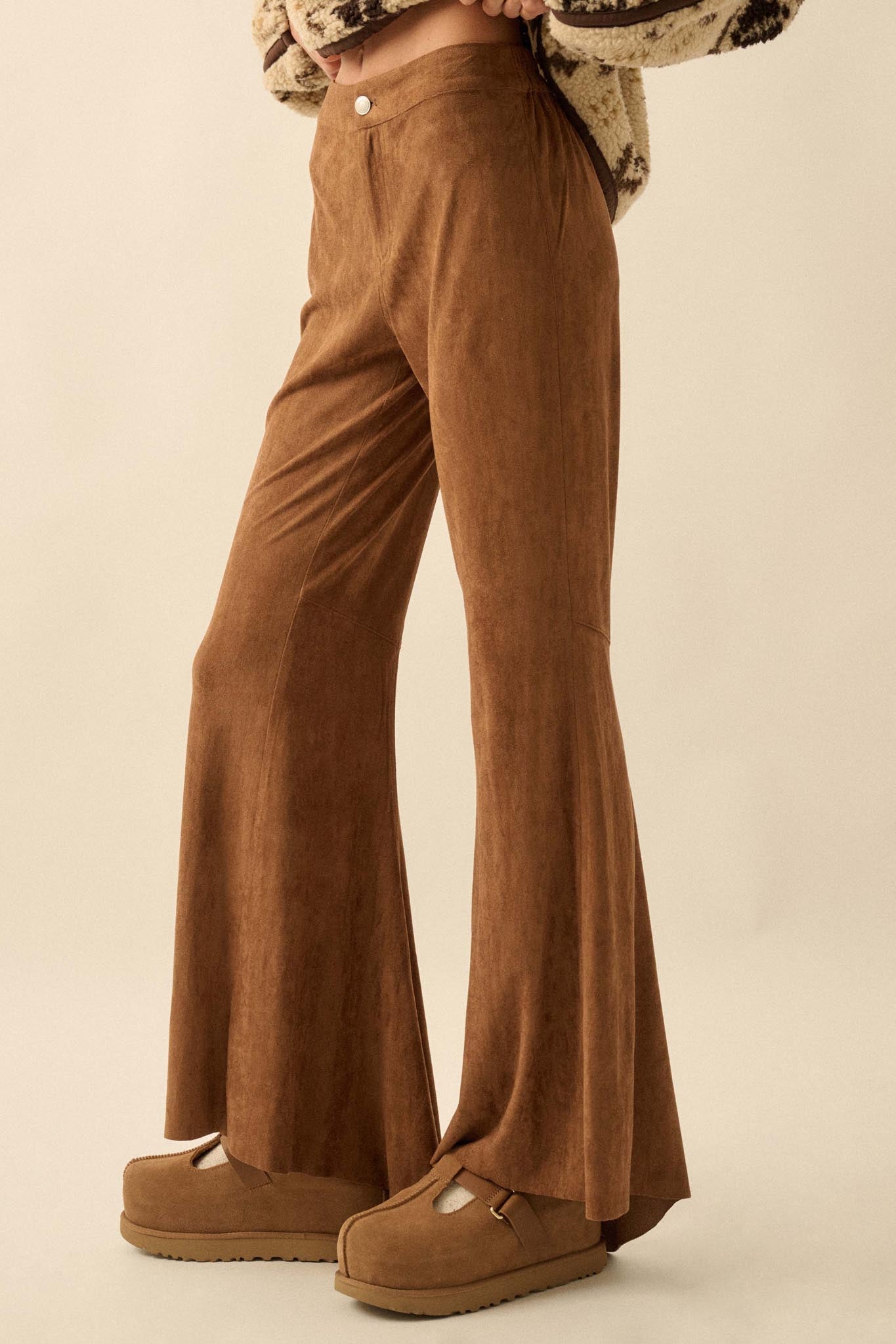 Touch of Flair Vegan Suede Flare Pants