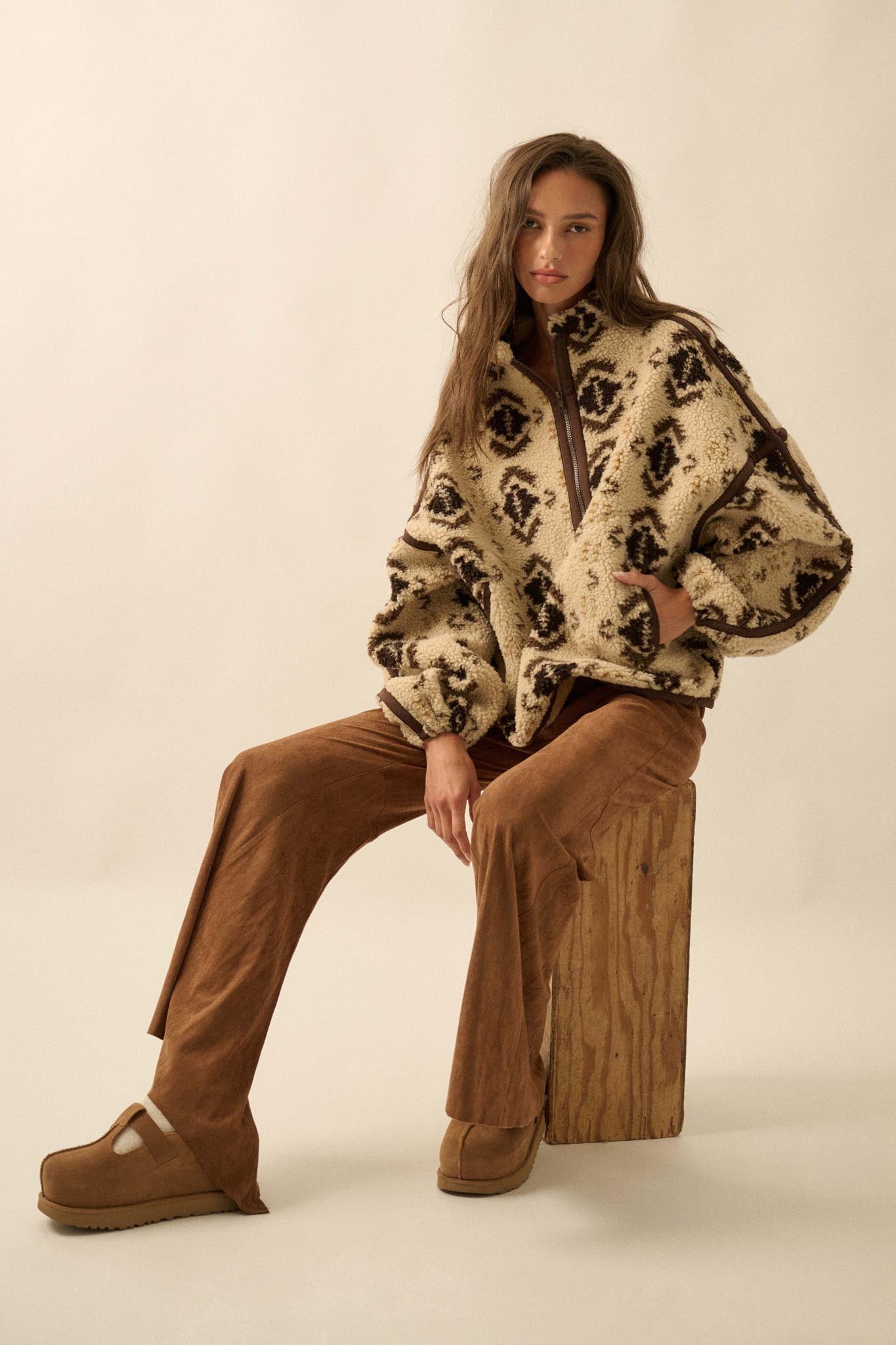 Touch of Flair Vegan Suede Flare Pants