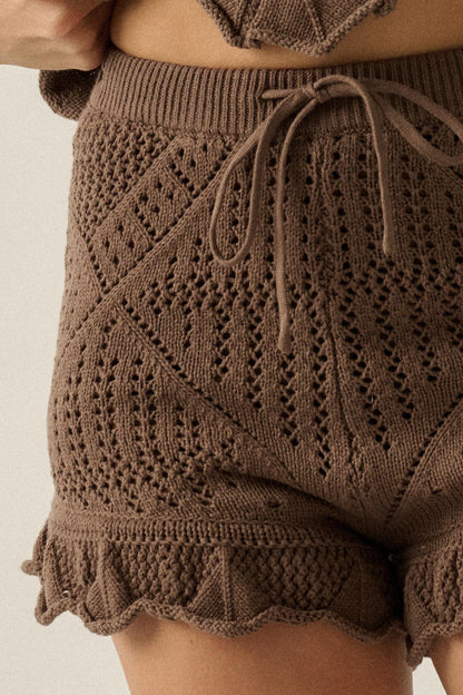 Yes Way Crochet Crochet-Knit Ruffle Shorts