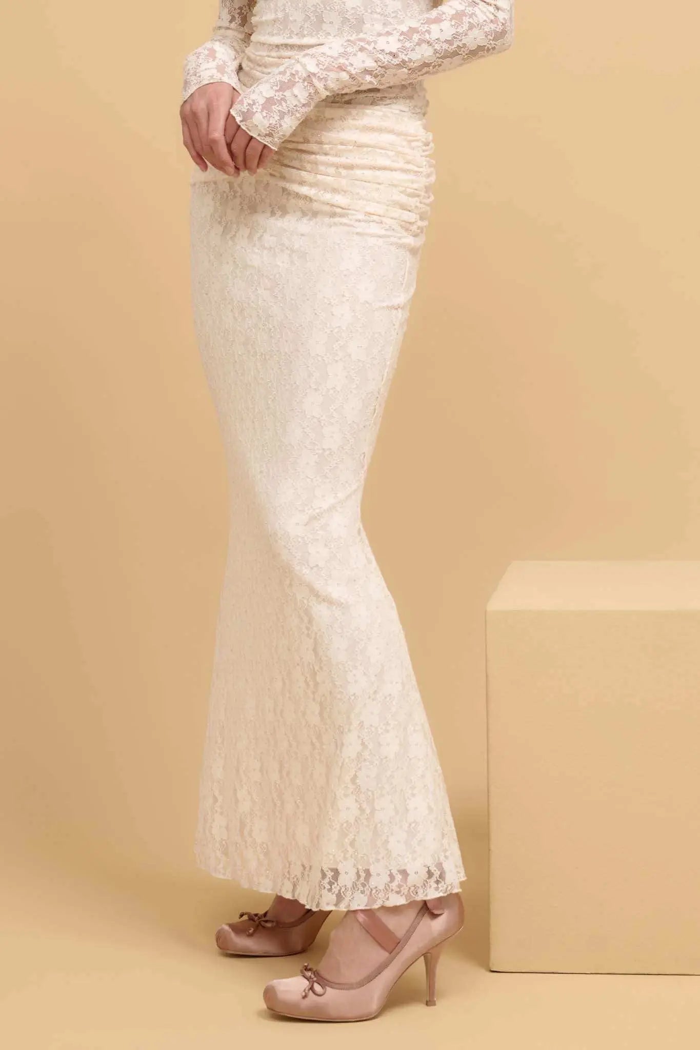 Under the Stars Studded Lace Mermaid Maxi Skirt