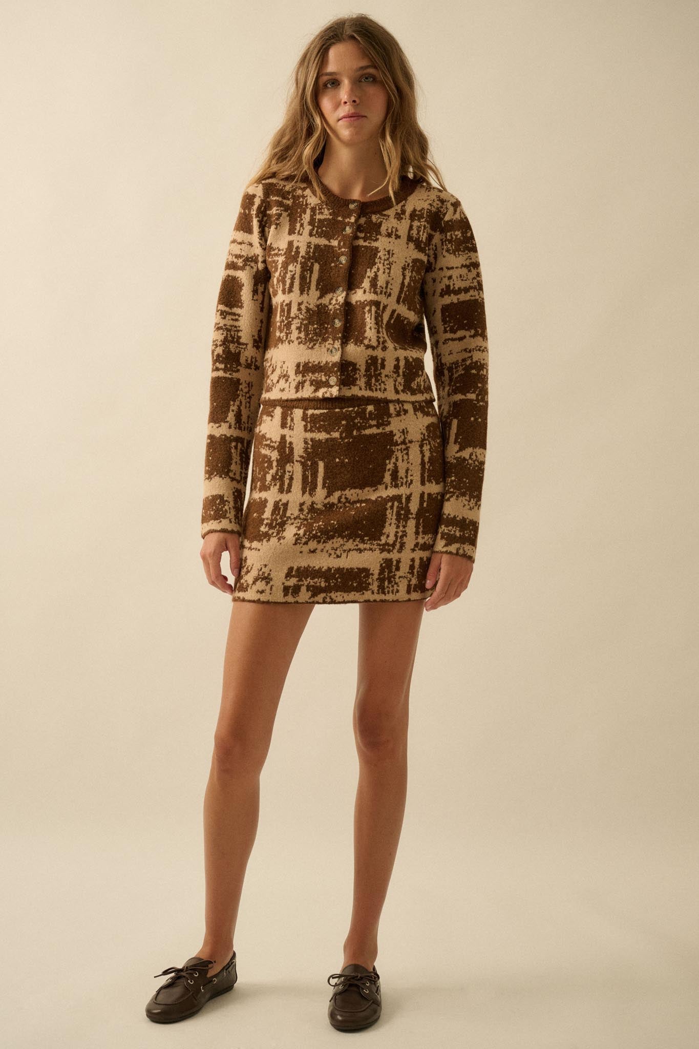 Squared Away Plaid Jacquard-Knit Mini Skort