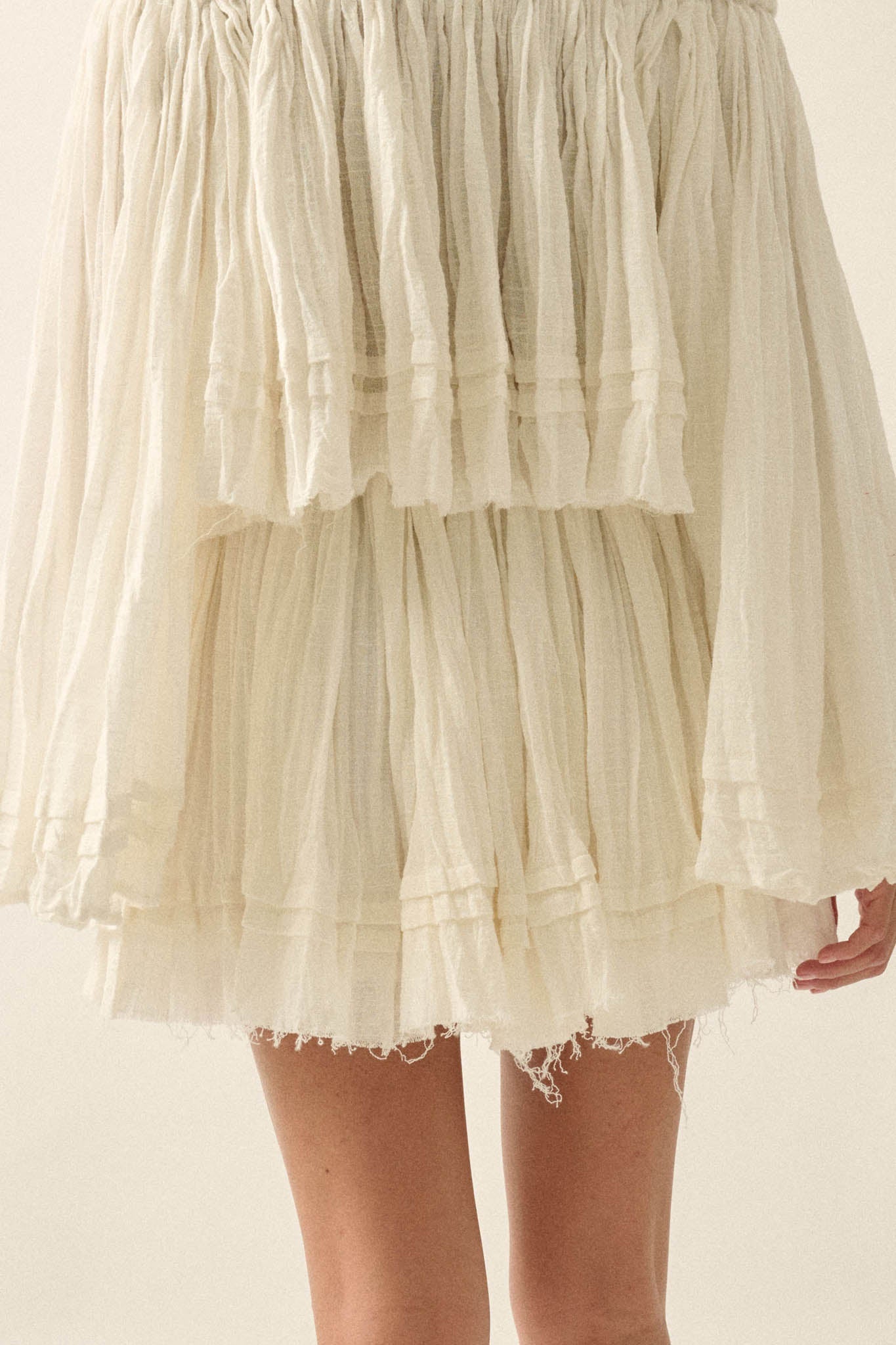 Sweet Freedom Cotton Gauze Drawstring Mini Skirt