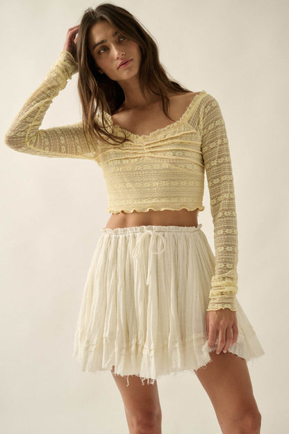 Sweet Freedom Cotton Gauze Drawstring Mini Skirt