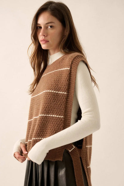 Study Date Striped Knit Side-Tie Sweater Vest