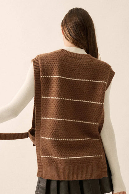 Study Date Striped Knit Side-Tie Sweater Vest