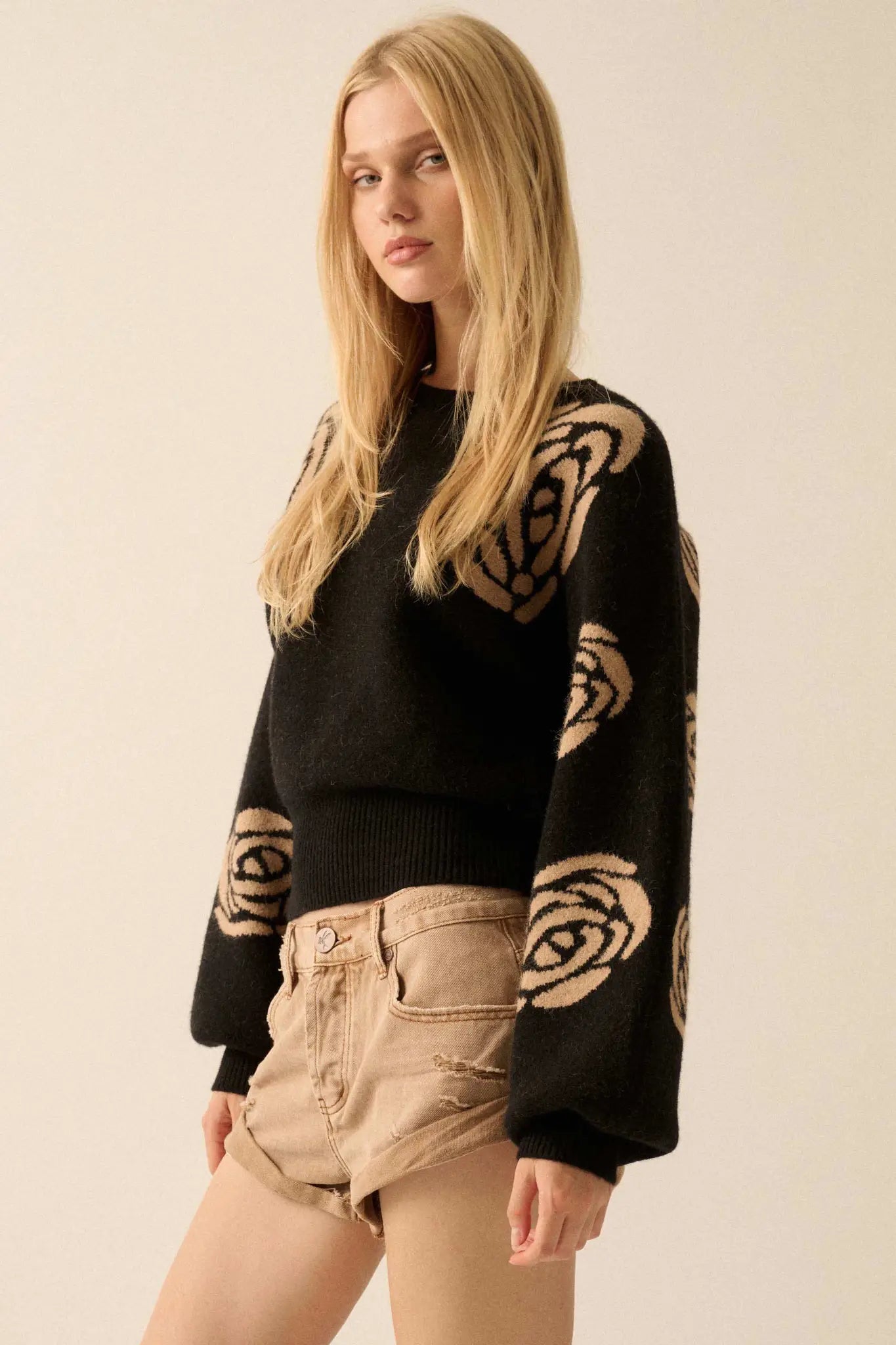 Winter Blooms Floral Jacquard Sweater