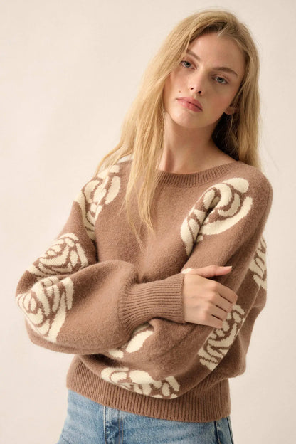 Winter Blooms Floral Jacquard Sweater