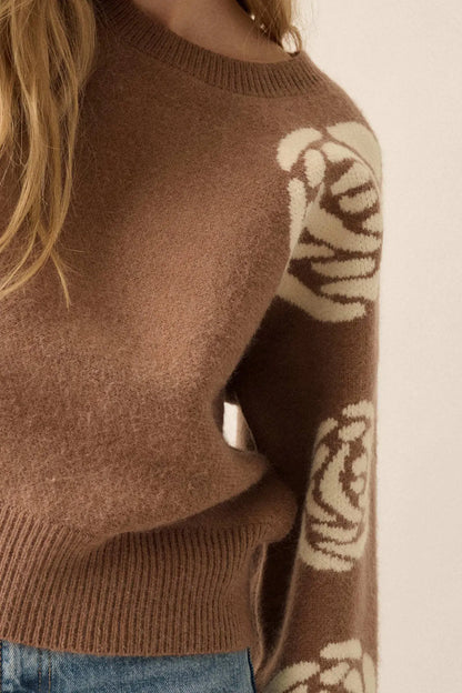 Winter Blooms Floral Jacquard Sweater