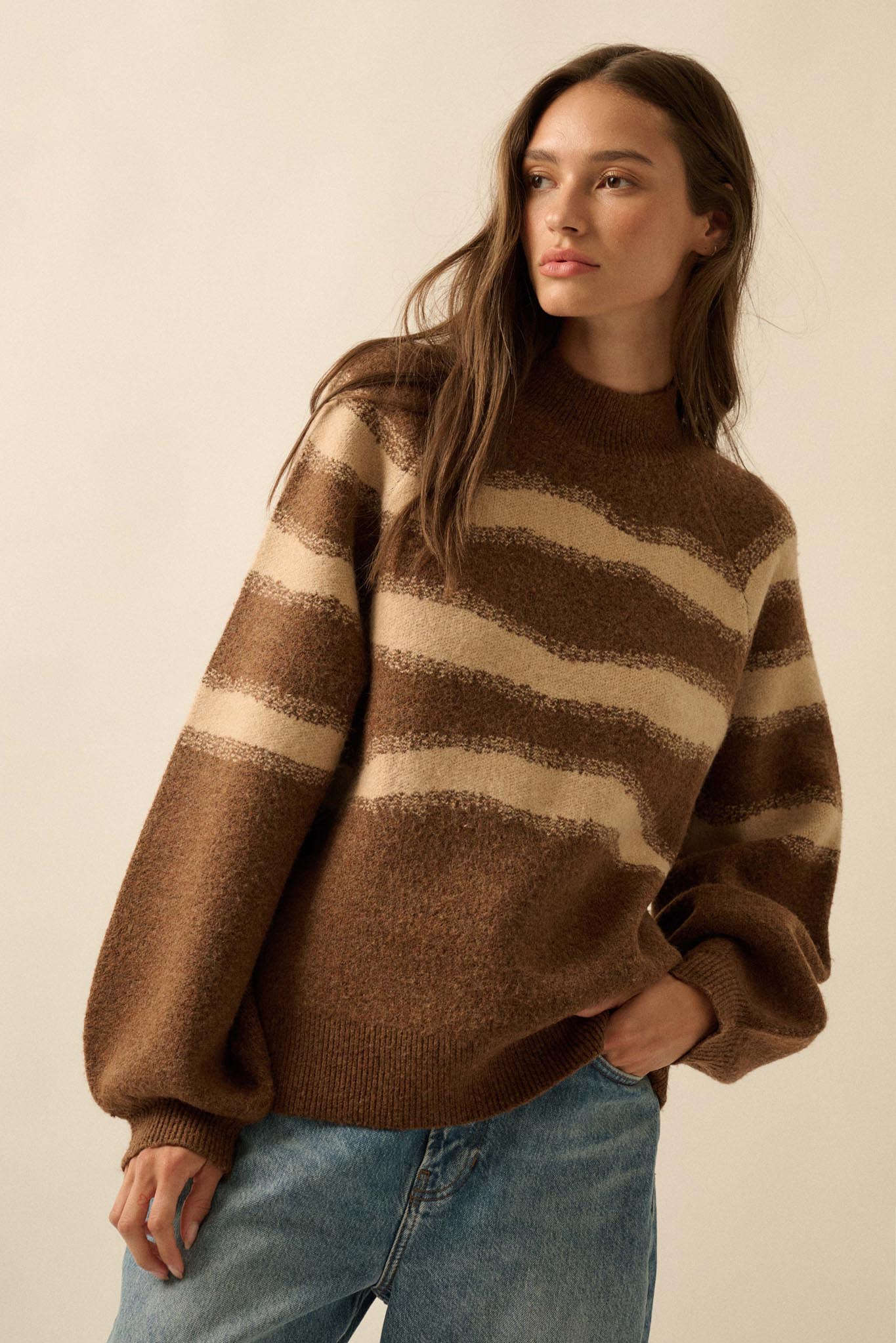 Stroke of Genius Striped Jacquard-Knit Sweater