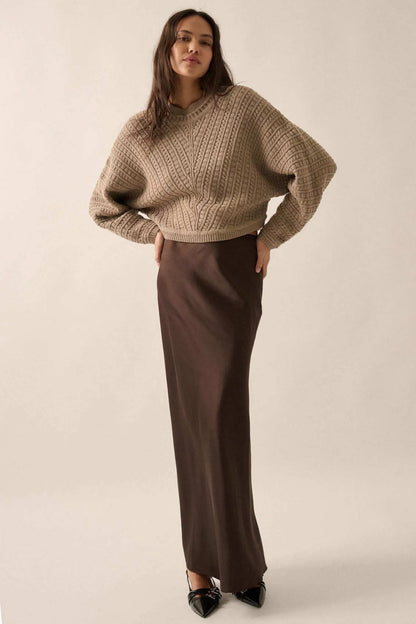 Warm Wishes Pointelle Cable Knit Dolman Sweater