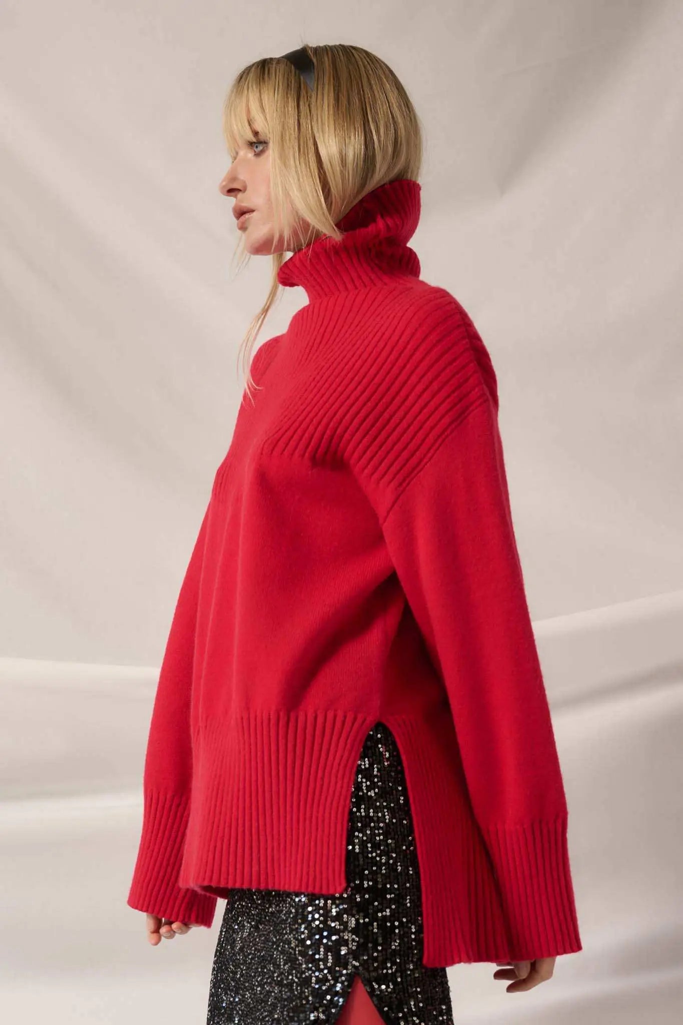 Warmest Regards Split-Hem Turtleneck Sweater