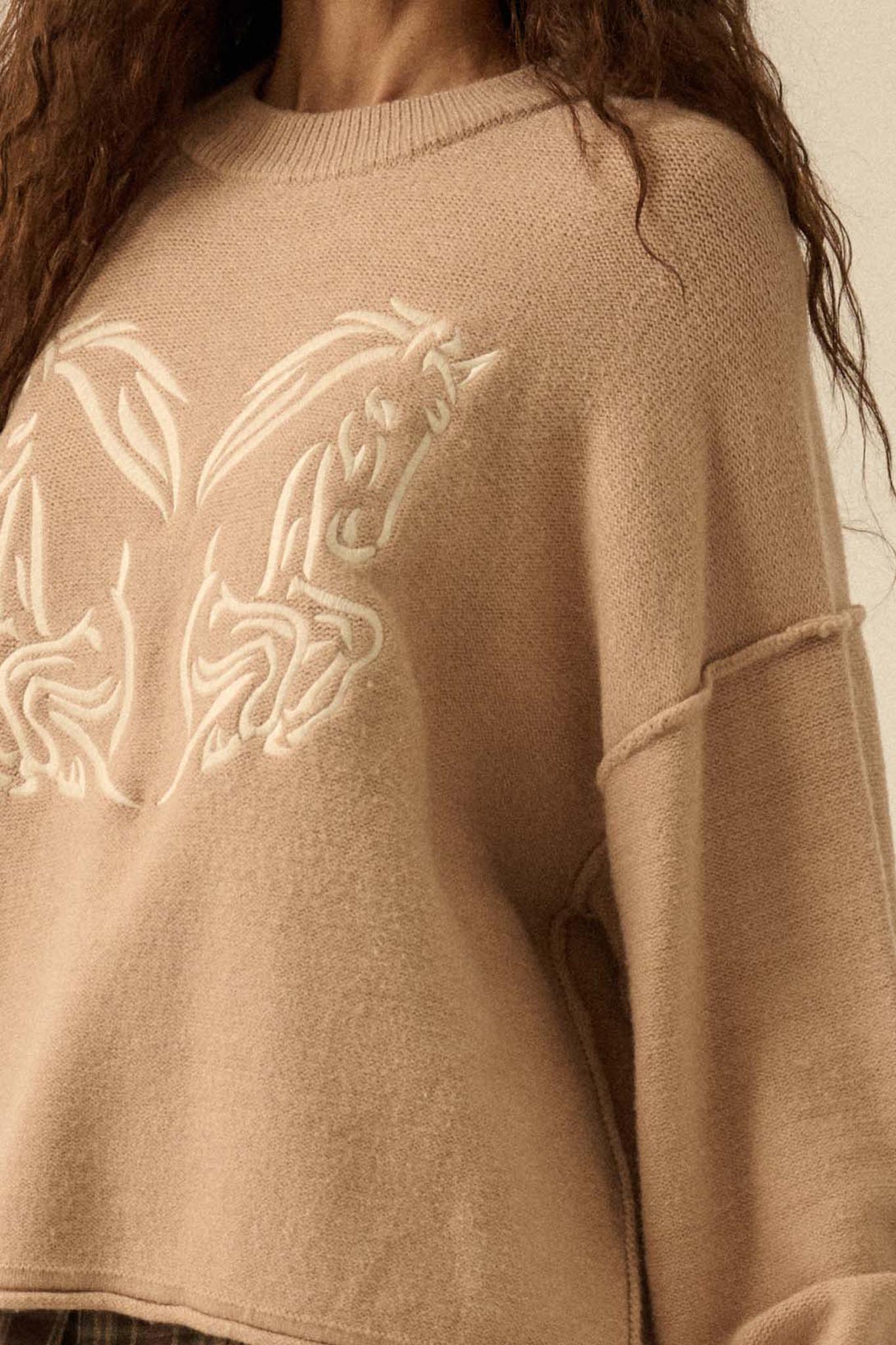 Untamed Heart Horse-Embroidered Sweater