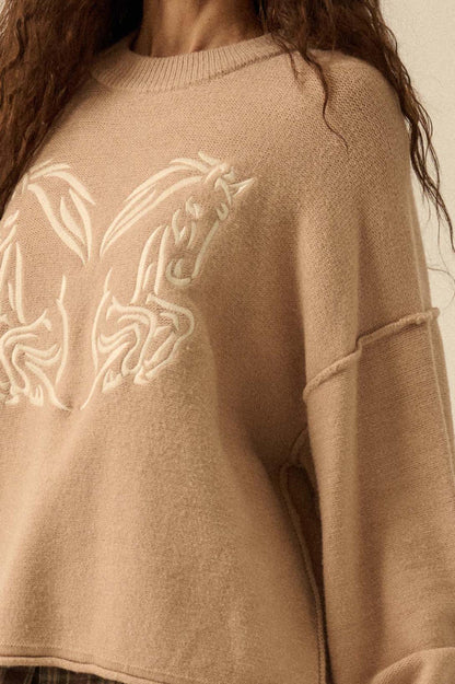 Untamed Heart Horse-Embroidered Sweater