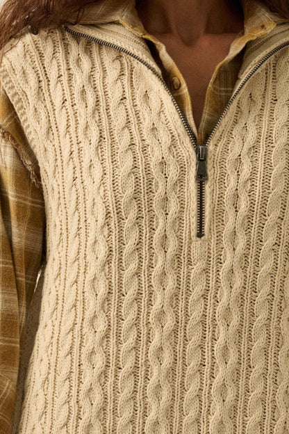 Twist of Fate Cable Knit Oversize Sweater Vest