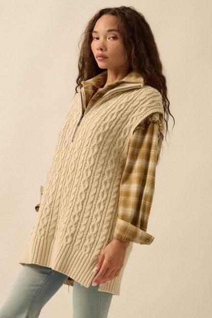 Twist of Fate Cable Knit Oversize Sweater Vest