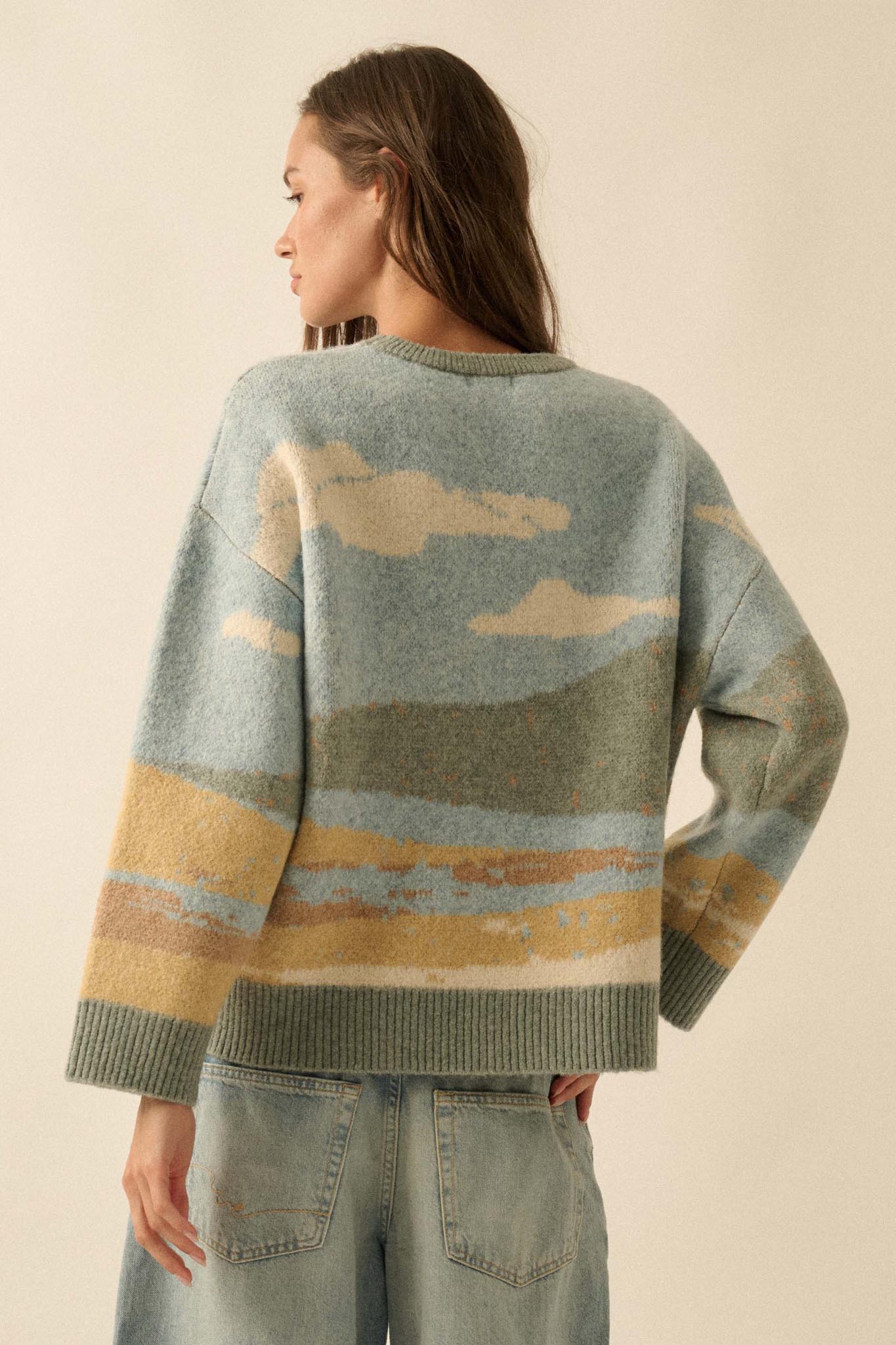 Wonderful World Jacquard-Knit Landscape Sweater