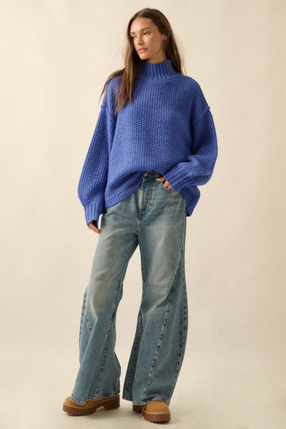 Time Goes By Crochet-Knit Mock-Neck Sweater