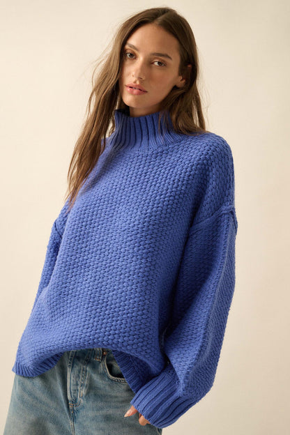 Time Goes By Crochet-Knit Mock-Neck Sweater