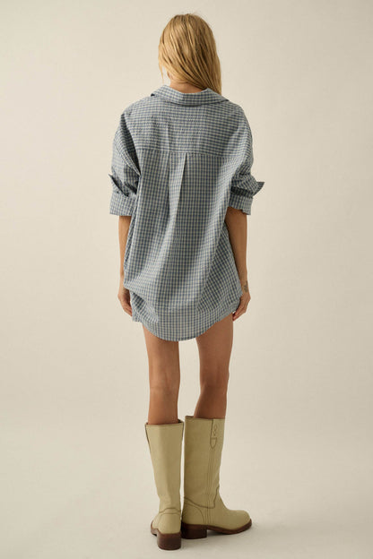 Sunday Funday Plaid Seersucker Button-Up Shirt