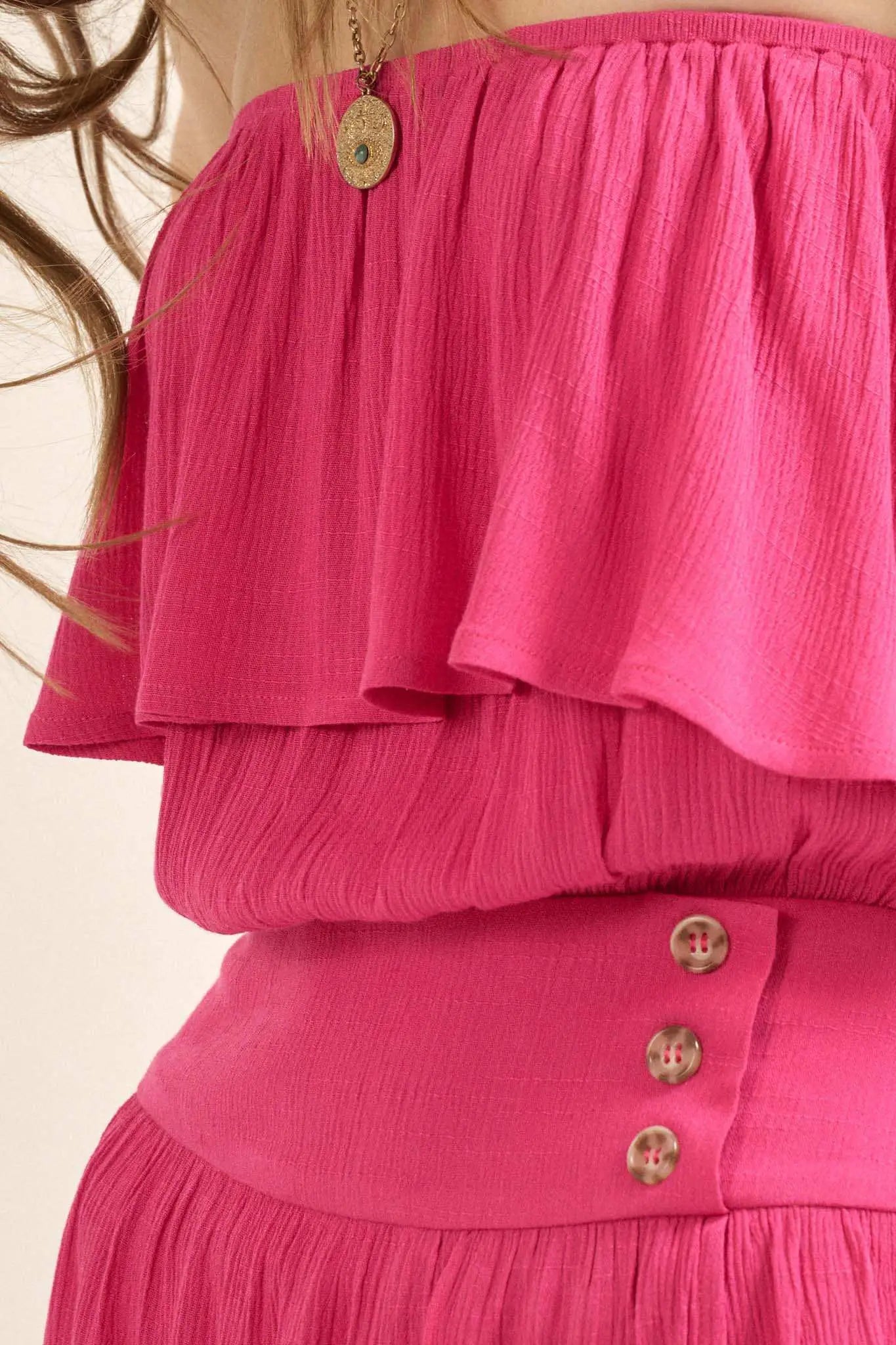 Summer Sizzle Ruffled Crepe Strapless Mini Dress
