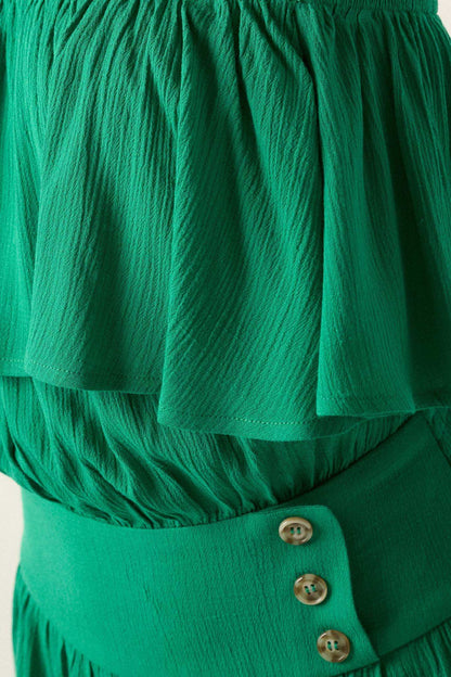 Summer Sizzle Ruffled Crepe Strapless Mini Dress