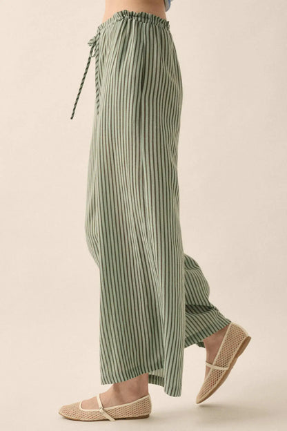 Stroll Goals Striped Wide-Leg Drawstring Pants