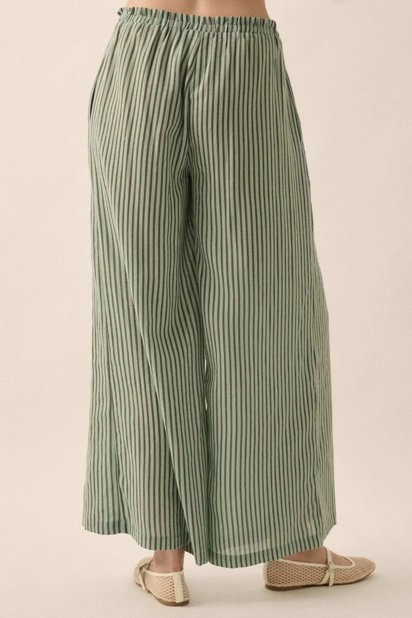 Stroll Goals Striped Wide-Leg Drawstring Pants