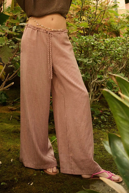 Stroll Goals Striped Wide-Leg Drawstring Pants