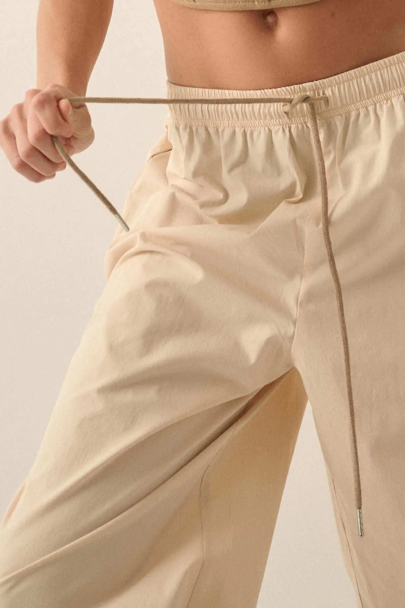 Zip It Up Side-Zip Wide-Leg Drawstring Pants
