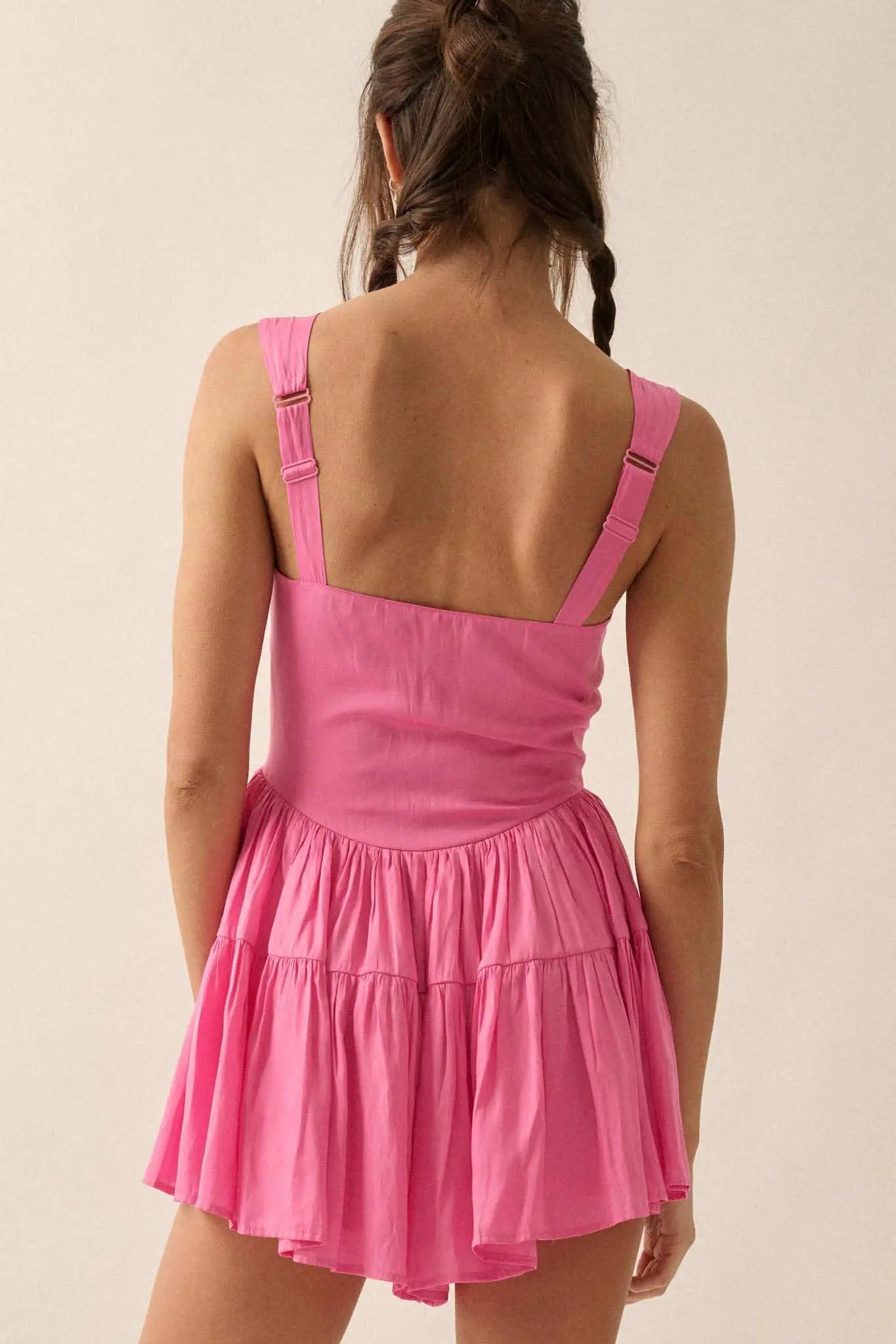 Total Flirt Matte Satin Fit-and-Flare Romper