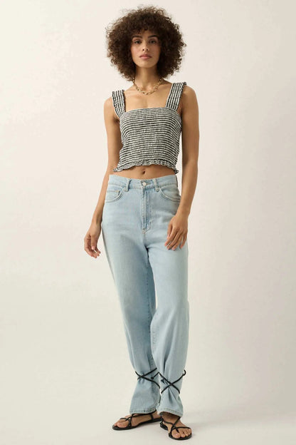 Sweet Shop Smocked Gingham Cropped Tank Top