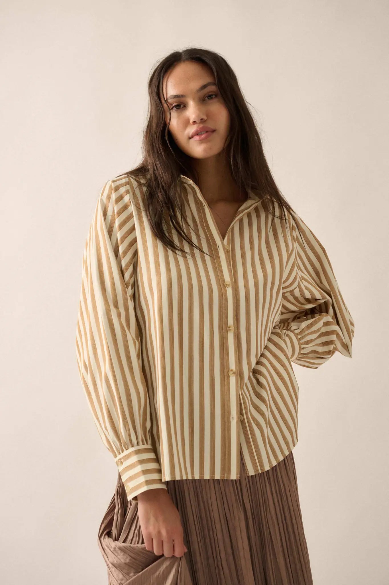 Vertical Ambition Striped Button-Up Shirt