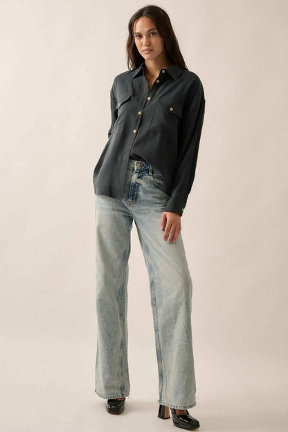 Work Ethic Solid Button-Up Pocket Shirt