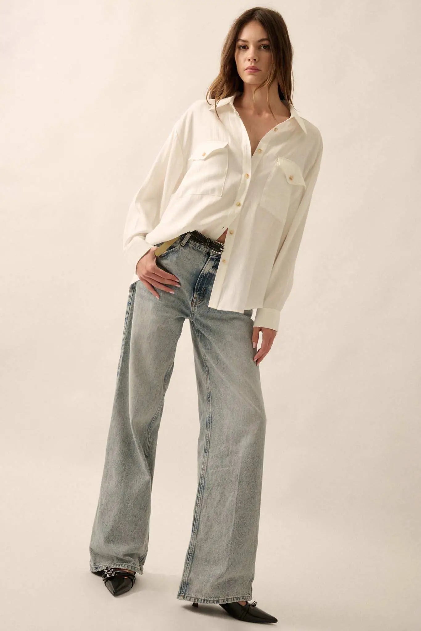 Work Ethic Solid Button-Up Pocket Shirt